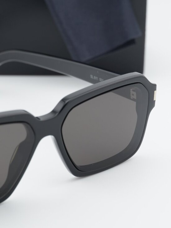 Saint Laurent SL611 001 Rectangle Sunglasses - Black / Grey main image 7